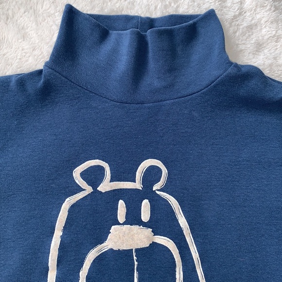 Zara 2/3 Blue Bear Mock Neck Shirt EUC Boys Top - Picture 10 of 11